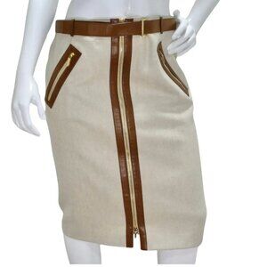 Gucci Belted Wool Pencil Skirt, Size 6